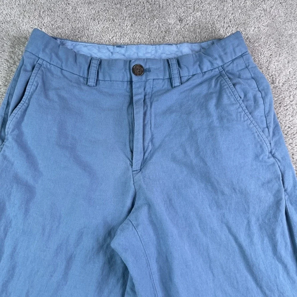 Brooks Brothers Pants Mens 30x30 Blue Clark Fit Cotton Linen Blend Chinos Casual